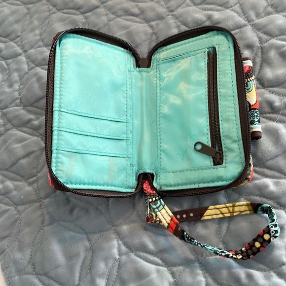 Vera Bradley wallet with gorgeous Browns yellows orange and blue - Picture 3 of 5